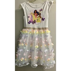 Disney Princess flower Girls size 8 Dress with butterflies and lace Easter